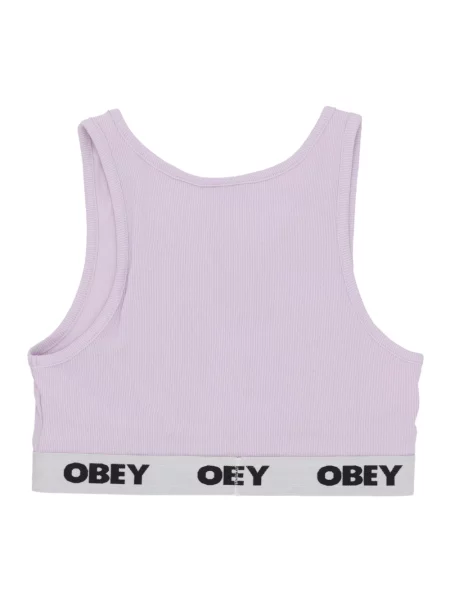 Top Obey koronkowy z logo fioletowy