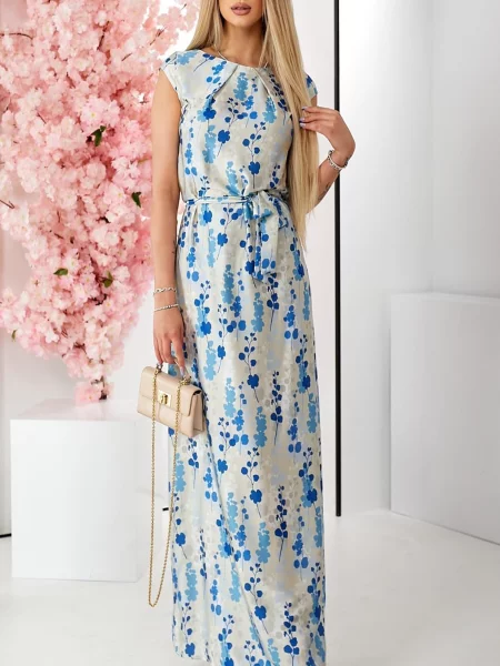 Сукня максі LadyLike шовк блакитний