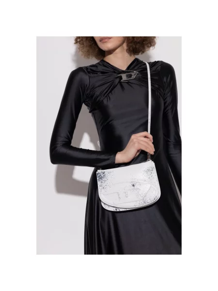 Torebka crossbody Diesel skórzana biała