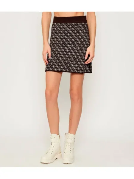 GUESS Fustă AUBREY ecru / ciocolatiu maro