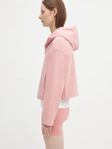 Кофта Pangaia DNA Double Jersey Zip Up Hoodie з капюшоном однотонна рожевий