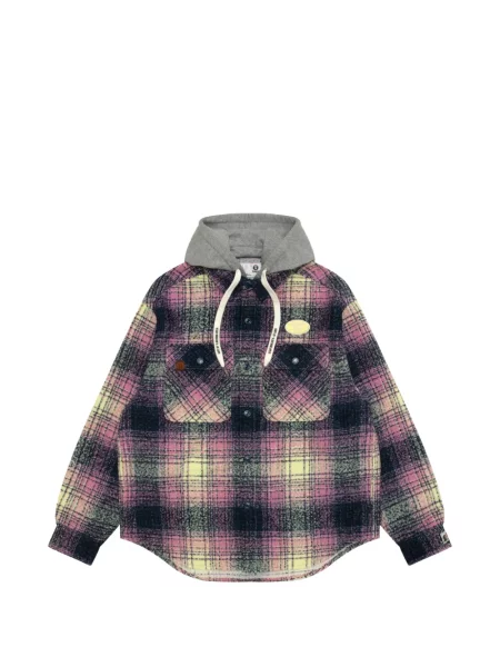 Cămașă Aape By A Bathing Ape în carouri cu glugă roz