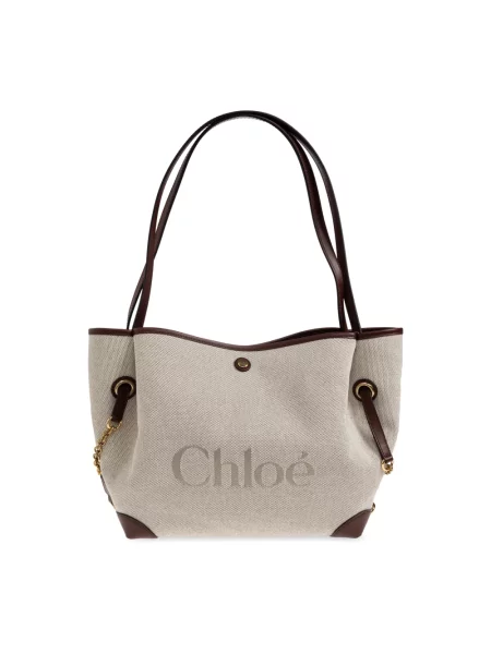 Shopperka Chloe skórzana beżowa