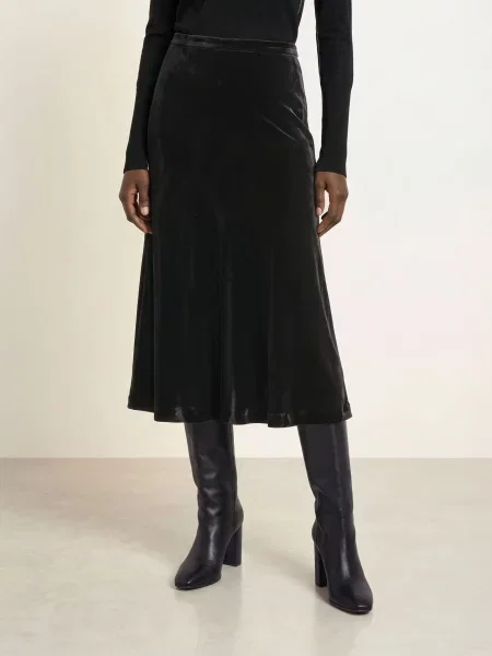 Allsaints Sametová Sukně Nalia černá