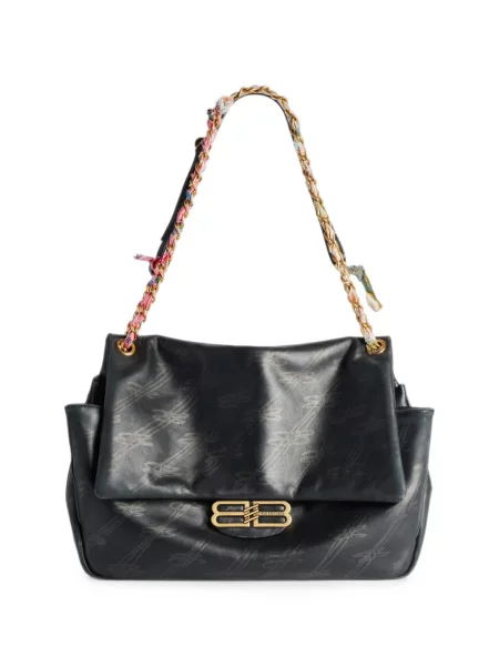 Colier Balenciaga cu imagine negru