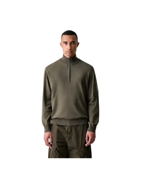 Lniany sweter z golfem C.p. Company zielony