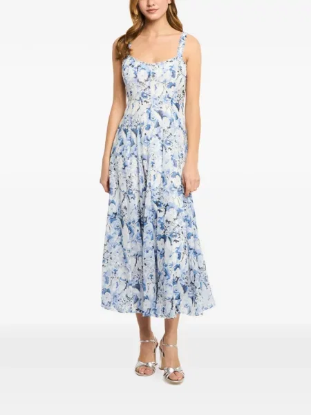 Rochie Cinq A Sept cu model floral cu imagine albastru