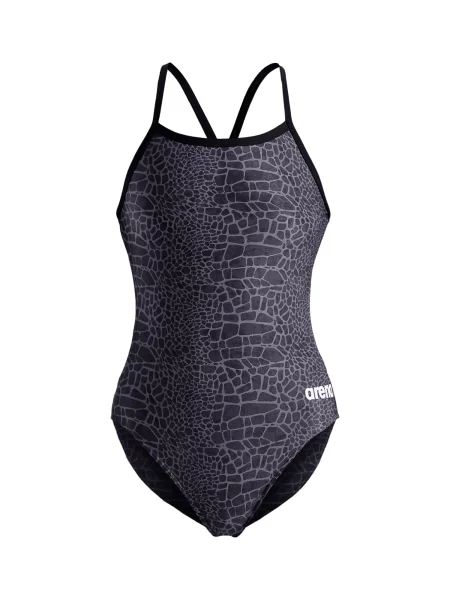 ARENA Costum de baie întreg SNAKESKIN gri metalic / negru alb