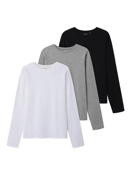 TWO SOON Tricou gri amestecat / negru alb