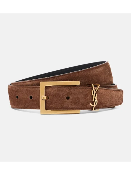Curea Saint Laurent din piele de căprioară maro