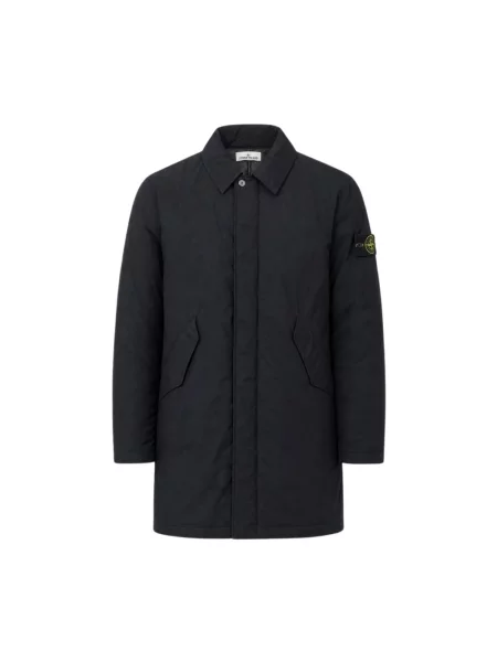 Długi płaszcz Stone Island z kamieniami czarny