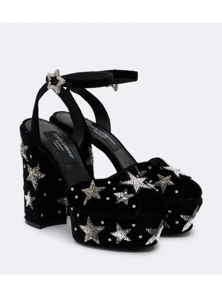 Bársony platform talpú szandál Dolce&gabbana fekete