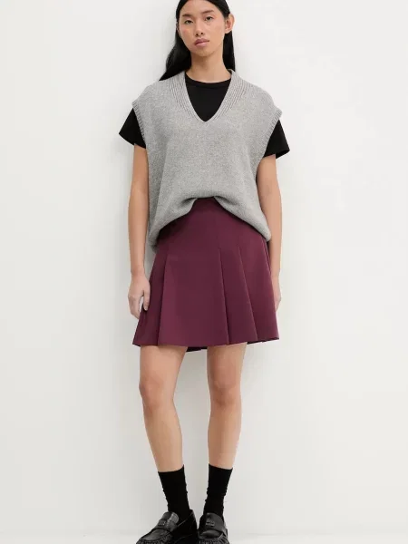 HUGO spódnica mini rozkloszowana fioletowy