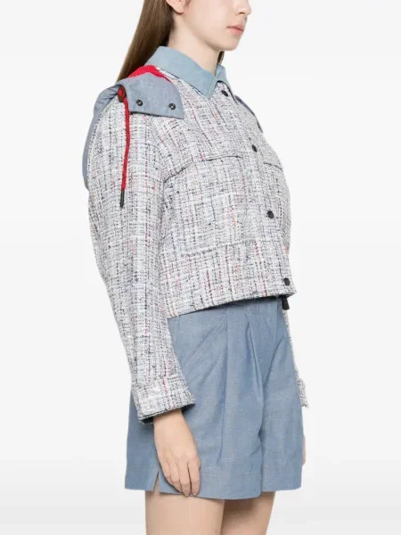Geacă Moncler Grenoble cu glugă albastru
