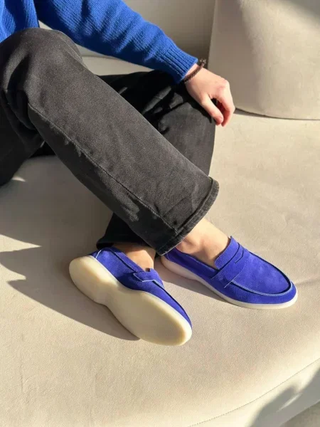 Замшевые лоферы 105.store синие