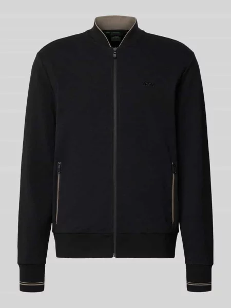 Bluza rozpinana o kroju regular fit z mieszanki bawełny model SW_Revival Skarley' Boss Green czarna
