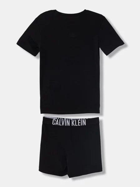 Calvin Klein Underwear gyerek kétrészes pizsama elasztánnal fekete