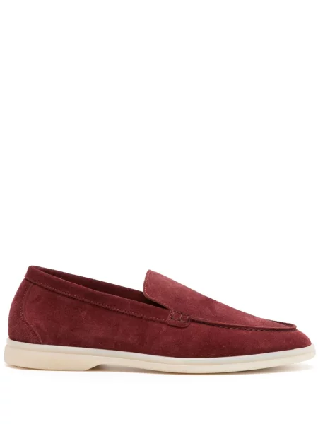 Pantofi loafer Scarosso din piele de căprioară roșu