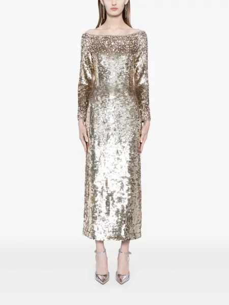 Kostiumas midi suknelė Jenny Packham iki kelių auksinė