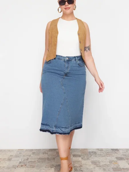 Spódnica midi Trendyol niebieska