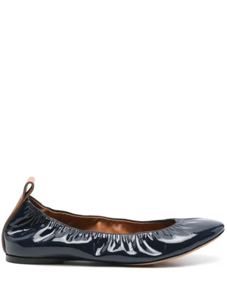 Balerini Lanvin din piele fără toc albastru