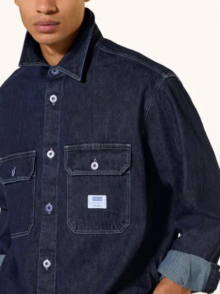Hugo Džínová Košile Ebolt tmavě modrá