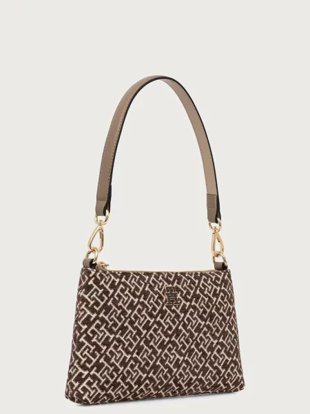 Kabelka Tommy Hilfiger Th Jacquard Mini Shoulder Bag hnedá
