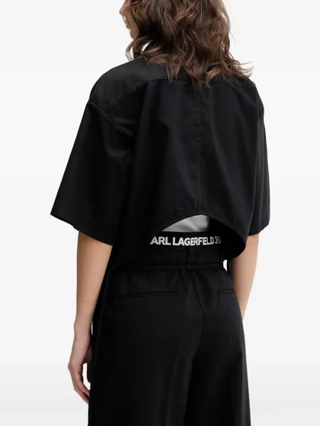 Дънкова риза Karl Lagerfeld Jeans с автограф с връзки черно