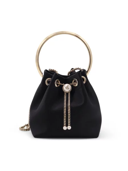 Satynowy kapelusz Jimmy Choo czarny
