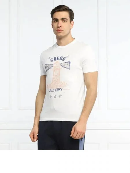 GUESS Tricou Thewat alb