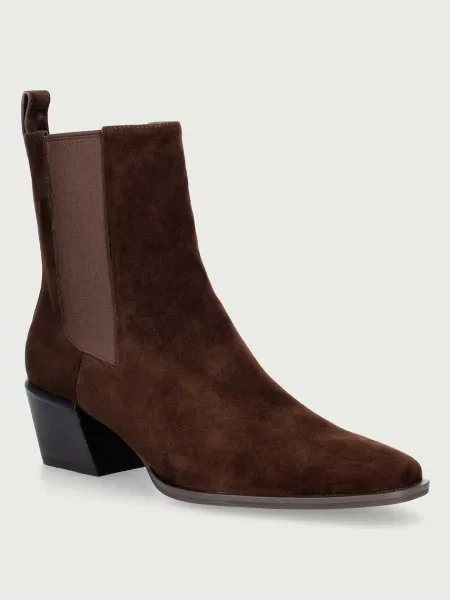 Nokwol ghete scurte cu pentru femei din piele întoarsă Dusi Chocolate Suede maro
