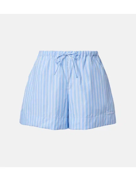 Pantaloni scurți Hunza G cu dungi din poplin albastru