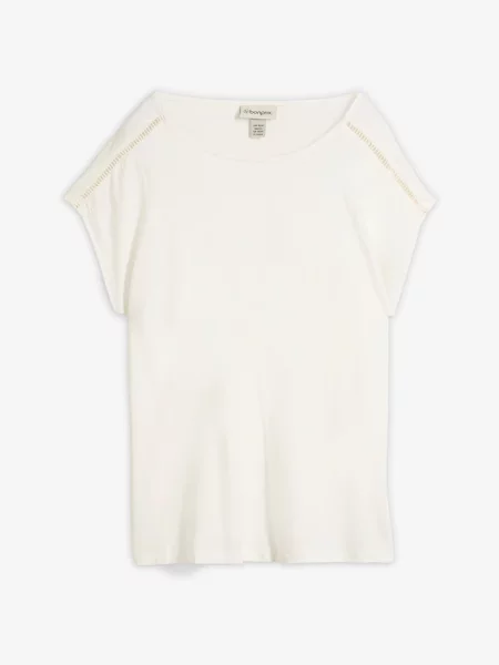 T-shirt z drabinkową koronką biała