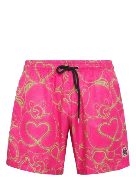 Slip de baie Philipp Plein cu imagine cu motiv cu inimi
