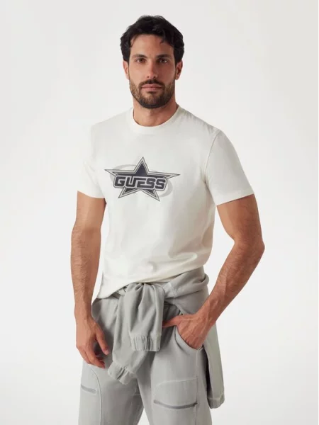 Guess T-Shirt Regular Fit λευκό