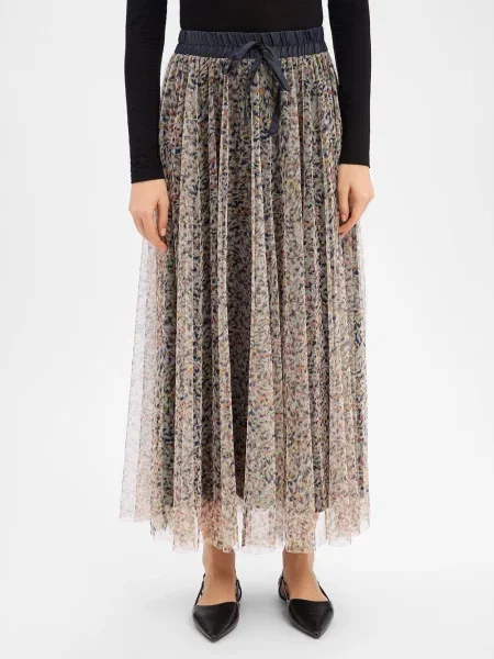 More & More spódnica z siatki Kobiety Dzianina beżowy|niebieski|wielokolorowy wzorzysty 36 beżowa
