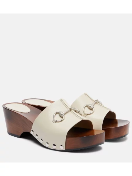 Usnjene cokle Gucci bela