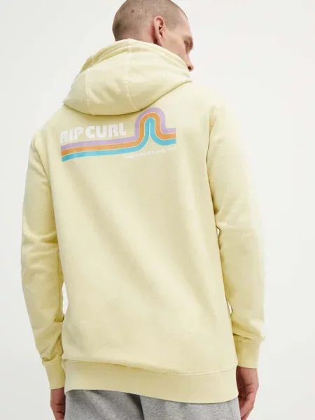 Суичър с качулка Rip Curl с качулка с принт жълто