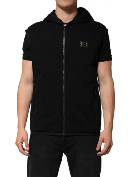 Hanorac cu glugă Dolce & Gabbana fără mâneci cu autograf negru