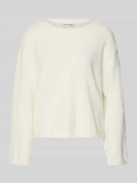 Sweter z dzianiny o kroju oversized z obniżonymi ramionami model ‘FEATHER’ Tom Tailor Denim biały