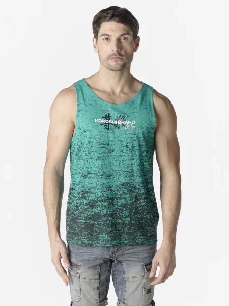 KOROSHI Tricou verde jad / negru alb