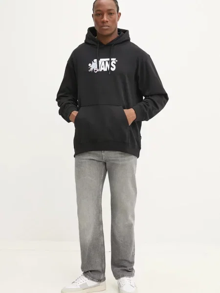 Vans bluza z kapturem z nadrukiem czarny