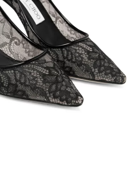 Pantofi cu toc Jimmy Choo din dantelă negru