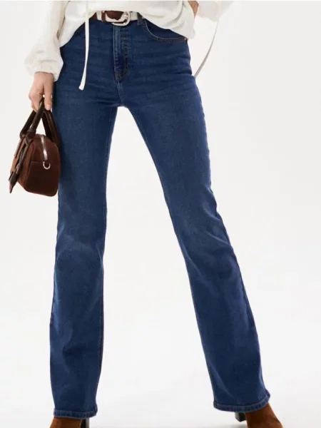 Розкльошені джинси із середньою талією темно-синій сині