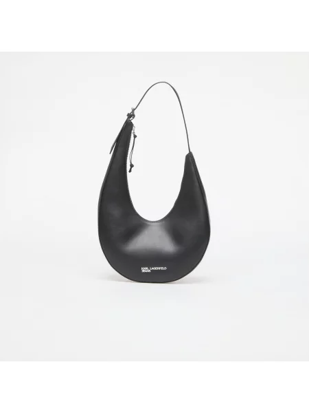 Kabelka Karl Lagerfeld Jeans Rounded Leather Hobo Black Universal černá
