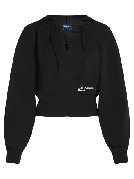 Geacă de blugi Karl Lagerfeld Jeans cu glugă negru