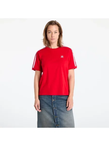 Тениска adidas 3 Stripe Tee Better Scarlet S