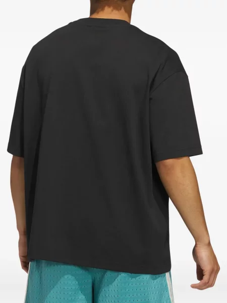 Pruhované semišové tričko Adidas černé