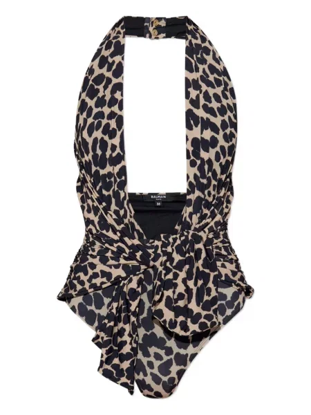 Costum de baie Balmain cu imagine cu model leopard negru