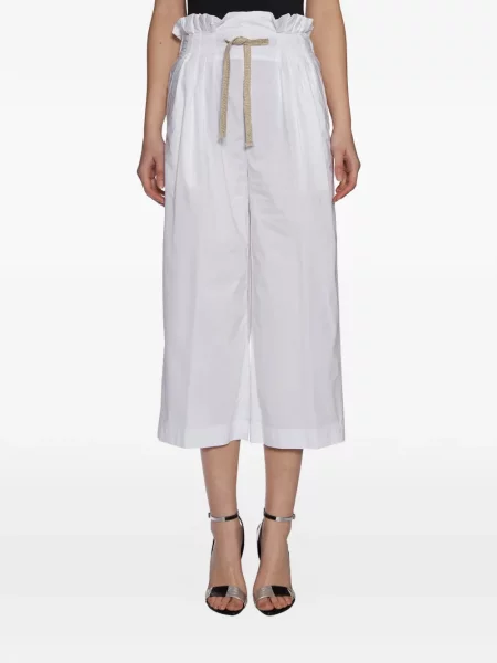 Pantaloni cu șnur Dondup cu volane cu cordon alb